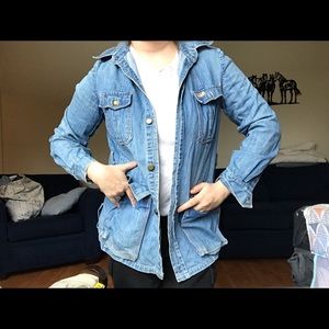 AMAZING Vintage Denim Jacket, Rough Riders Wild West, size L